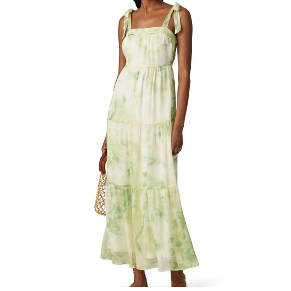 Line & Dot Dresses & Skirts - REVOLVE Line & Dot PalmTie Shoulder Tiered Maxi Dress Green Tie Dye Cottagecore